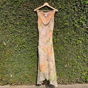 Y2K bias cut floral paisley dress